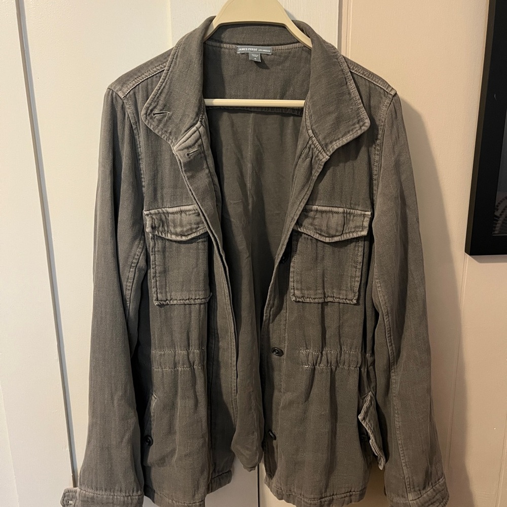 James Perse Gray Utility Jacket with Front Flap Pockets